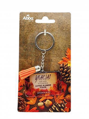 Llavero Acrílico con Tassel "Gracias – Efesios 6:23"