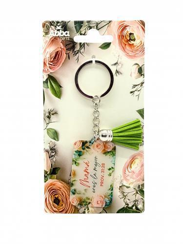 Llavero Acrílico Cristiano "Mamá eres la mejor" Proverbios 31:28