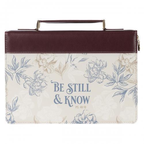 Bible Cover Faux Leather, Extra Large "Be Still & Know" Color C