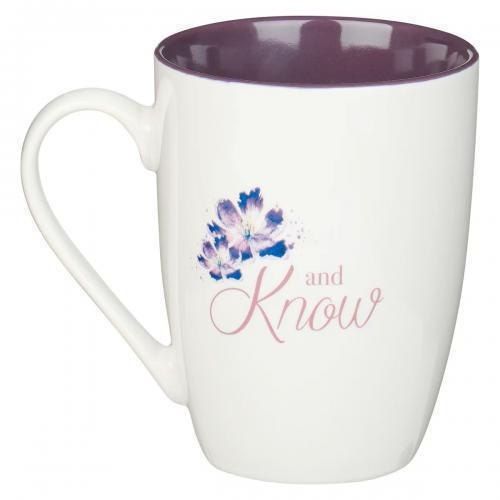 Taza de cerámica 12 oz; Be Still Purple Bloom