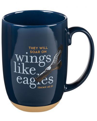 Ceramic Mug: Wings Like Eagles Navy Blue 15oz