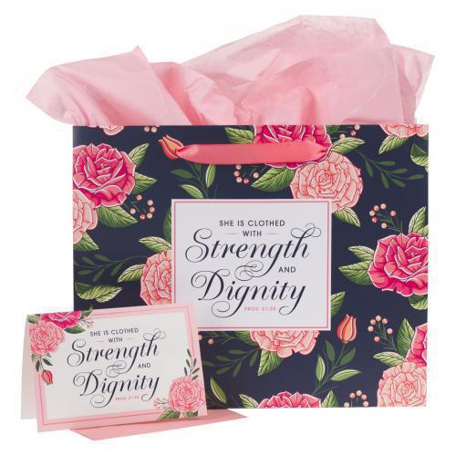 Large Gift Bag: Strength And Dignity Pink Rose