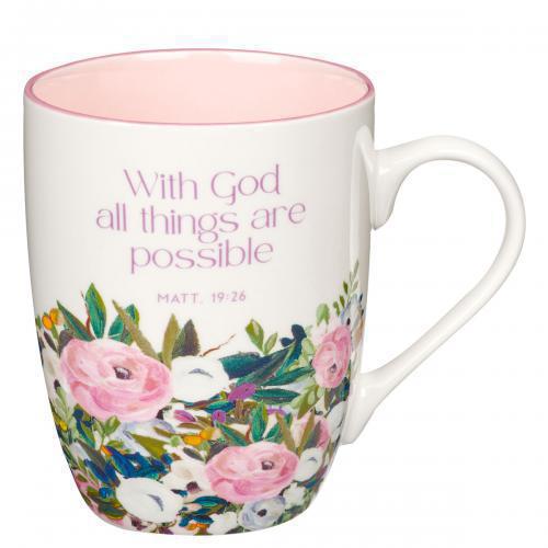 Ceramic Mug, All Things Pink Floral Mt 19:26 12oz
