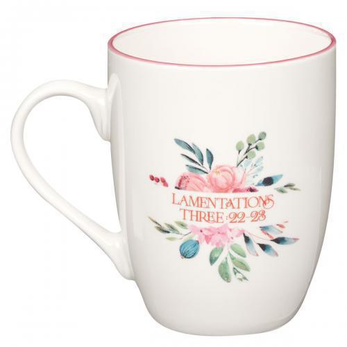 Taza de ceramica, His Mercies Are New Rosa Flores 12oz