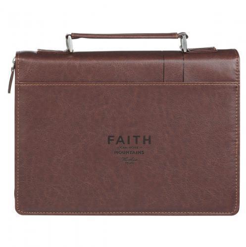 Bible Cover, Large, Imitation Leather, Brown, Faith