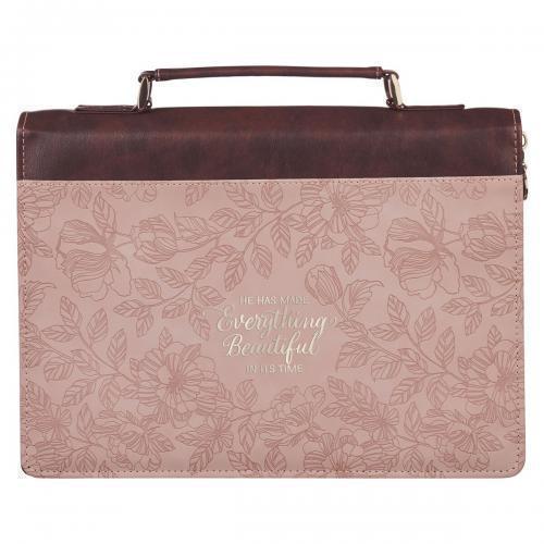 Bible Cover, Faux Leather, Medium Size: Everything Beautiful Blush Fl