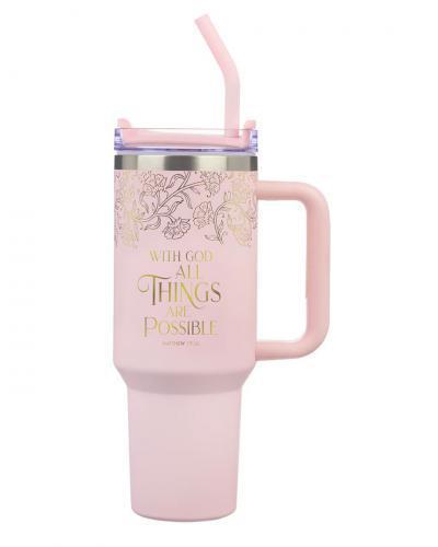 Stainless Steel Tumbler – Things Are Possible Blush 40 oz