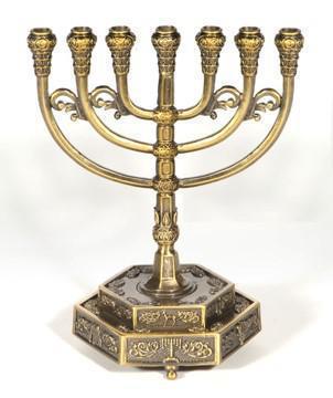 Bronze-colored 7-branch menorah