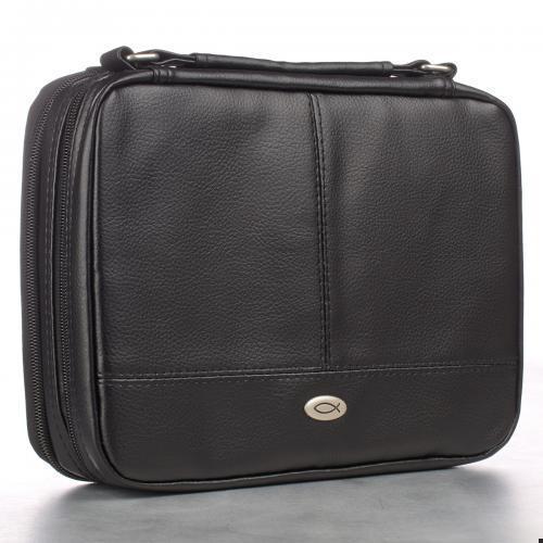 Medium Black Faux Leather Double Fold Organizer Cover includes Pencil and Pad
