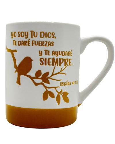 Taza de ceramica, 16 onzas -Yo Soy Tu Dios Is 41:10, Coleccion Gracia Sobre Grac