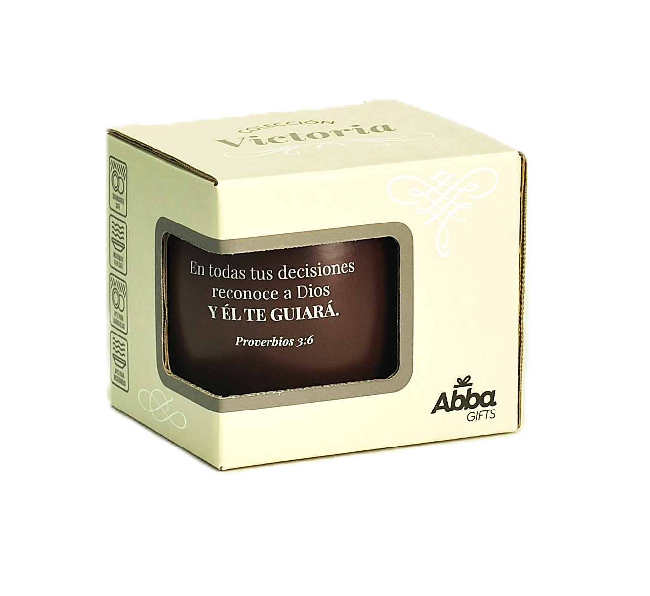 Taza de ceramica 12 onzas - En Todas Tus Decisiones, Color Cafe, Coleccion Victo