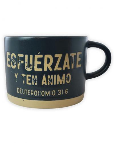 Taza de 16oz, Colección Roca Firme; Esfuerzate Y Ten Animo