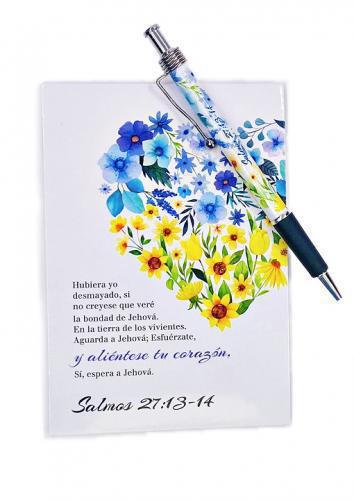 Libreta y Boliografo; Y Aliéntese Tu Corazón / Salmo 27;13-14
