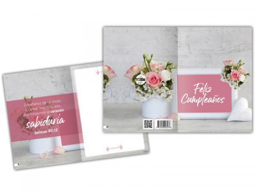 Tarjeta Feliz Cumpleaños Flores / Salmos 90:12