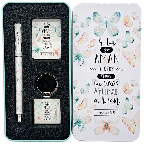 Metallic box with pen, keychain, and card - To Those Who Love