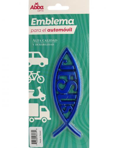 Emblem Fish Shape / Jesus Blue 5" In