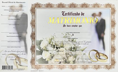 Certificado De Matrimonio Color Dorado