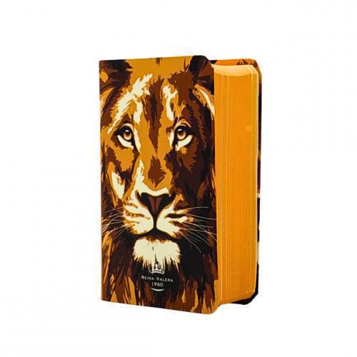 Biblia RVR1960, Tamaño Mini Bolsillo, Portada Vinyl, Diseño Leon