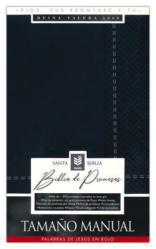 Biblia RVR1960 Tamaño manual, sentipiel color negro, con índice y cierre