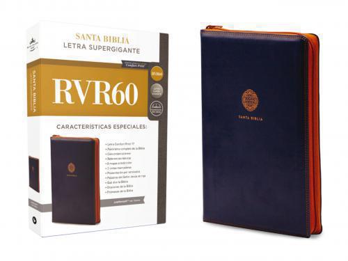 RVR1960 Bible Imitation Leather, Blue, Super Giant Size with Zipper