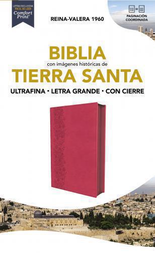 RVR60, Holy Bible, Holy Land, Large Print, Leathersoft, Fuchsia, with Zipper