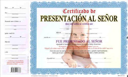 Certificado De Presentación Niño