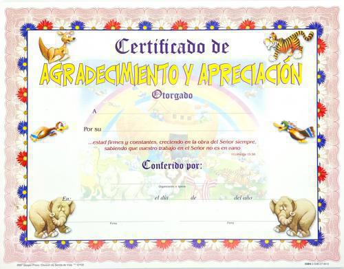 Certificate of Appreciation for Children