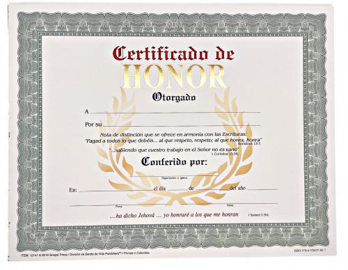 Certificate of Honor