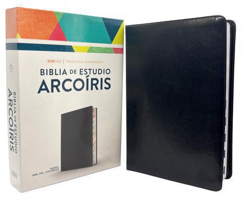 Biblia RVR1960, Biblia de Estudio Arcoiris, Sentipiel color negro con índice