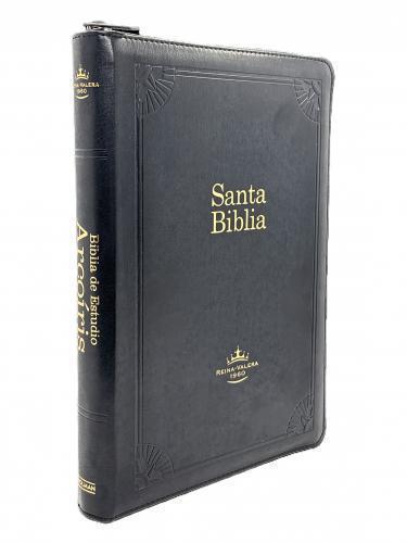 Biblia RVR1960, Estudio Arcoiris, Imitacion Piel, Con Cierre e Indice, Negro