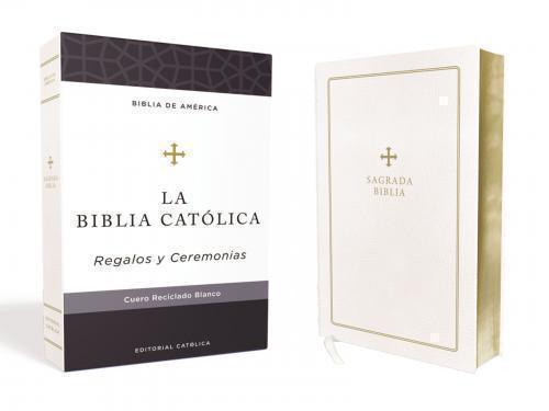 Catholic Bible, Gifts and Ceremonies, Recycled Leather, White, Comfort Print