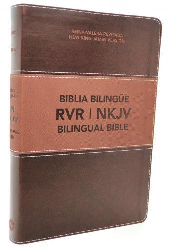 NKJV/RVR Bilingual Bible, Leathersoft, Brown