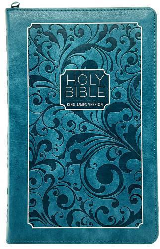KJV Bible (English), Compact Size, Imitation Leather, Turquoise With Zipper