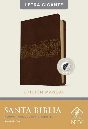 Biblia NTV, Tamaño manual, letra grande, Imitación piel Color Café con Indice