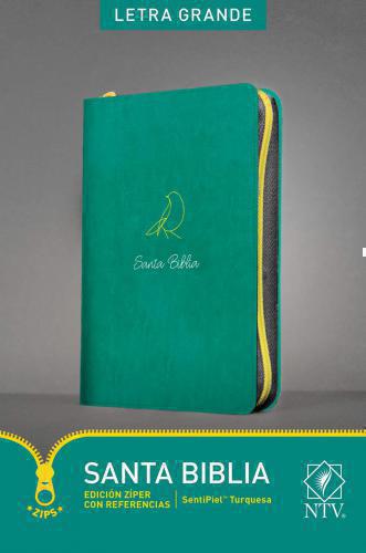 Holy Bible NLT, Turquoise Large Print Zippered Edition with References. Index