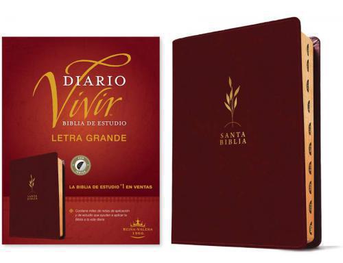 Biblia de estudio del diario vivir RVR60, letra grande sentipiel color vino