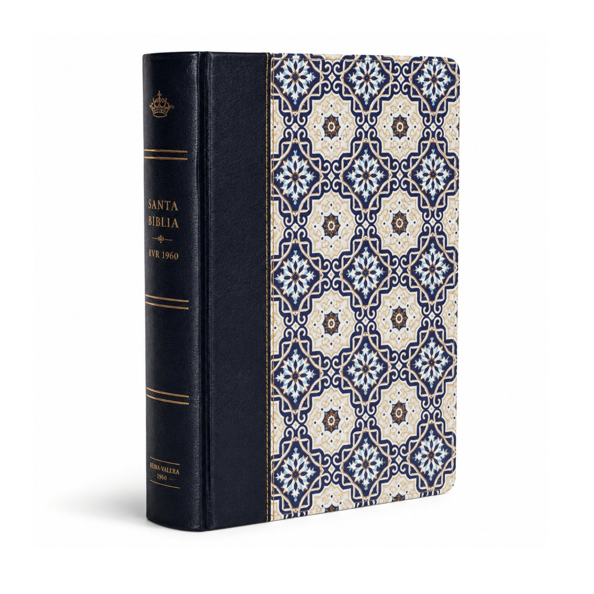 RVR60 Bible Notes Edition Large Print Fabric Cover and Mosaic Cream and Blue