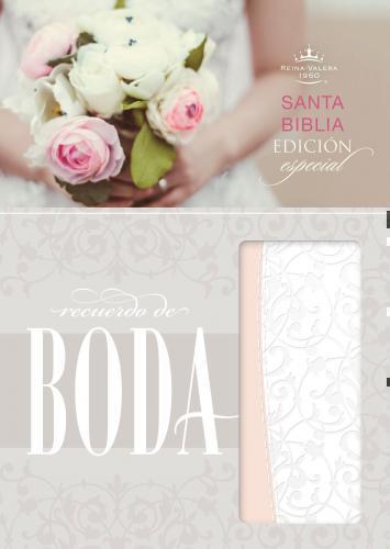 Biblia RVR1960 Recuerdo De Boda Filigrana Blanco/Rosa Palo Tamaño Compacta