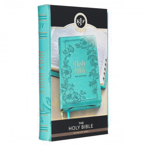 Biblia KJV Imitacion Piel, Tamaño Manual, Color Verde Con cierre e Indice