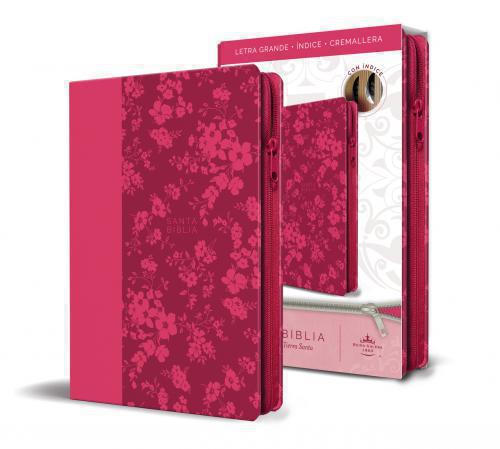 Biblia RVR1960 Tamaño Manual, Sentipiel Color Fucsia, Con Indice y Cierre
