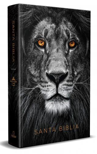 RVR1960 Bible, Handy Size, Large Print, Hardcover, Black Lion Design