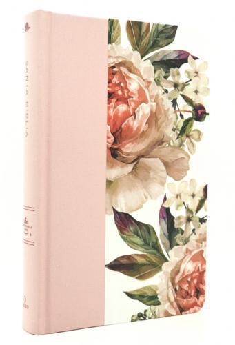 RVR1960 Bible, compact size, hardcover, floral design, pink with images