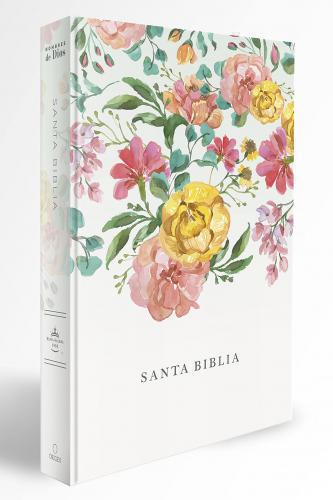 Biblia RVR1960 Nombres de Dios, Tamaño Manual, Pasta Dura, Diseño Flores Naranja