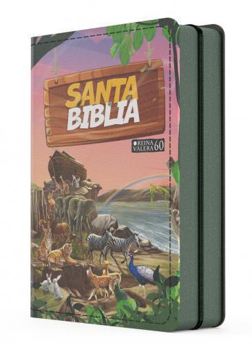 RVR 1960 Compact Bible, Imitation Leather Ark Design for Children With Zipper