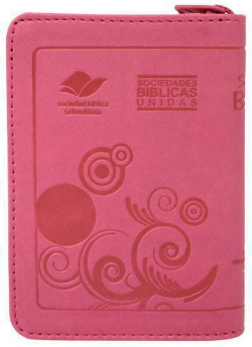 Biblia RVR1960 Tamaño Mini Bolsillo,Imitación Piel, Color Rosa, con Cierre