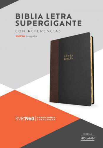 RVR1960 Imitation Leather Bible, Super Giant Size, Black and Brown With Ind