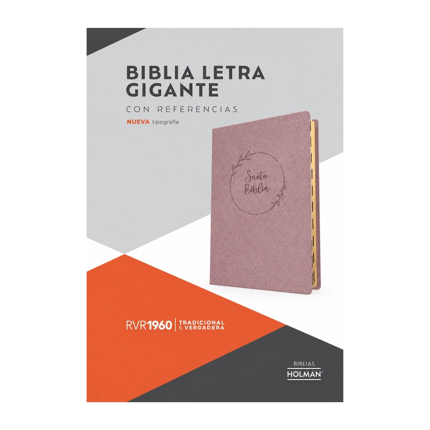 Biblia RVR1960, Tamaño Gigante, Imitación Piel, Color Rosa Perla Con Indice
