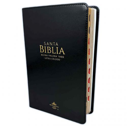 RV1960 Bible Imitation Leather, Manual Size, Black with Index