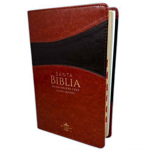 RVR1960 Bible, Compact Size, Large Print, Brown Imitation Leather