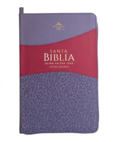 RVR1960 Manual Size Bible, Imitation Leather, Lilac with Zipper and Index